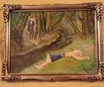 Schilderij Vrouw op het gras, Antiek en Kunst, Ophalen