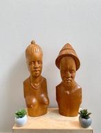 Vintage houten bustes, Antiquités & Art, Art | Sculptures & Bois, Enlèvement ou Envoi