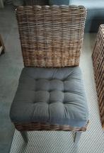 8 rieten stoelen met kussen, Huis en Inrichting, Ophalen, Riet of Rotan, Zo goed als nieuw, Grijs