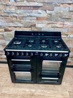 Luxe Smeg Fornuis 7 pits zwart hoogglans 3 ovens 110 cm, 60 cm of meer, 5 kookzones of meer, Vrijstaand, 90 tot 95 cm