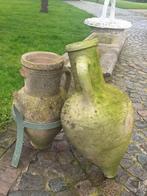 Koppel stenen tuinvazen kruiken, Jardin & Terrasse, Vases de jardin, Comme neuf, Enlèvement ou Envoi