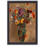 Grand bouquet de fleurs sauvages - Toile Odilon Redon + cadr, 75 à 100 cm, Envoi, Création originale, 50 à 75 cm