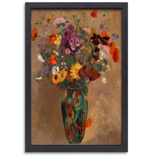 Groot boeket wilde bloemen - Odilon Redon canvas + baklijst, Huis en Inrichting, Woonaccessoires | Schilderijen, Tekeningen en Foto's