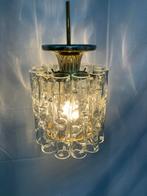 Vintage hanglamp of kroonluchter met ijsglas Doria Leuchten, Ophalen of Verzenden, Gebruikt, Glas