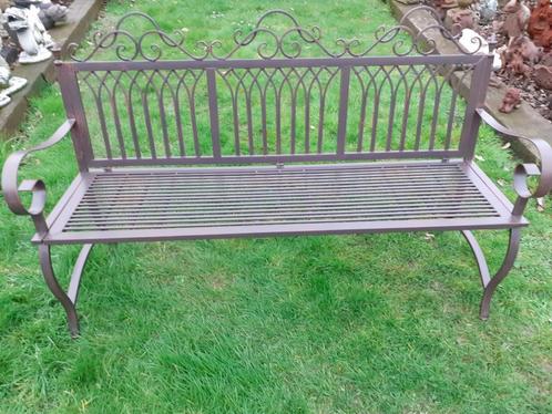 SUPERBE ET GRAND BANC DE JARDIN EN FER FORGE 1,50 M LARGEUR, Tuin en Terras, Tuinbanken, Nieuw, Metaal, Ophalen