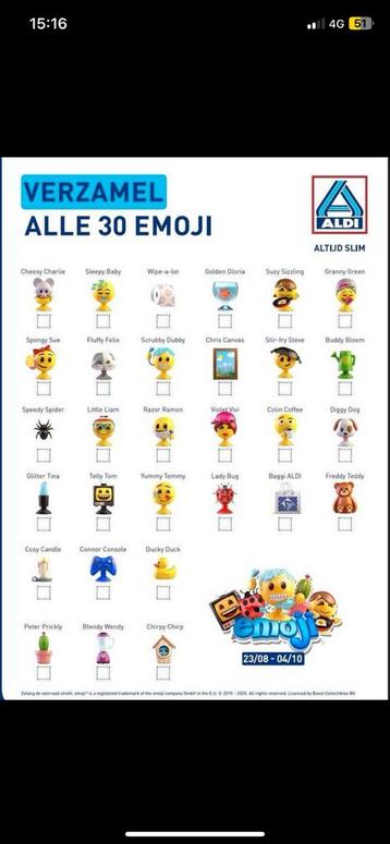 Je recherche les Emojis Aldi 2025 beschikbaar voor biedingen