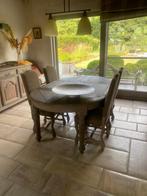 Grote uitschuifbare eiken Tafel met 8 stoelen, Huis en Inrichting, Tafels | Eettafels, Ophalen, Gebruikt, Eikenhout, Vijf personen of meer