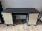 Bureau noir avec portes en rotin, Maison & Meubles, Enlèvement, Comme neuf, Bureau