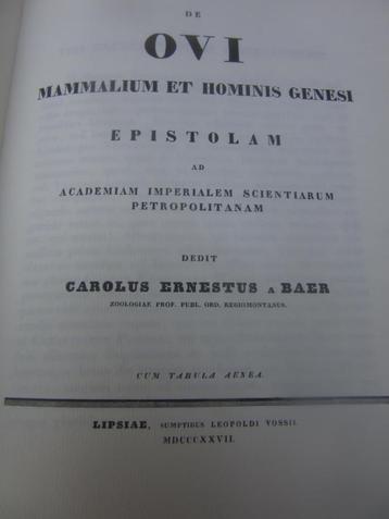 Ovi Mammalium et Hominis Genesi Epistolam ad Academiam 