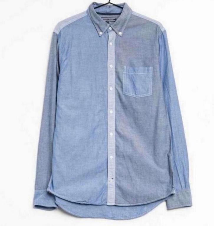 Tommy Hilfinger overhemd poloshirt vest 2XL xxl blauw-grijs, Kleding | Heren, Overhemden, Zo goed als nieuw, Overige halswijdtes