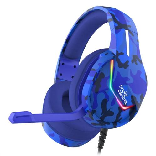 Under Control gaming headset – Blue camouflage, Computers en Software, Headsets, Nieuw, Over-ear, Bedraad, Gaming headset, Ophalen of Verzenden