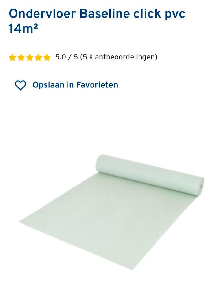 Ondervloer PVC-click/Vinyl - 9,6m² Restrol - 1,4mm dik, Doe-het-zelf en Bouw, Vloerdelen en Plavuizen, Ophalen