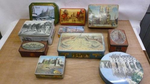 10 oude vintage blikken uit Engeland en Frankrijk., Verzamelen, Blikken, Gebruikt, Overige, Overige merken, Ophalen of Verzenden