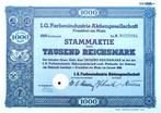 IG FARBEN (Zyklon B) 1942 1000 RM uitgave!, Ophalen of Verzenden, 1920 tot 1950, Aandeel