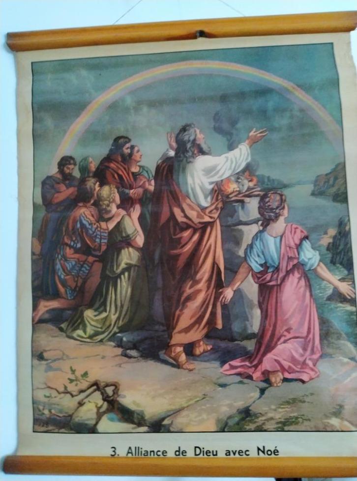 Religieuze schoolplaten (Oud), Antiek en Kunst, Antiek | Schoolplaten, Overige thema's, Ophalen of Verzenden