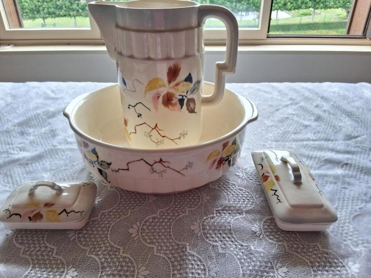 oud toiletservice "Schelde" porcelein, Antiquités & Art, Curiosités & Brocante, Enlèvement ou Envoi