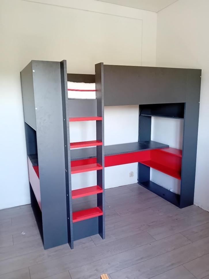 Lit mezzanine avec bureau - Gaming, Huis en Inrichting, Slaapkamer | Stapelbedden en Hoogslapers, Gebruikt, Hoogslaper, 80 cm