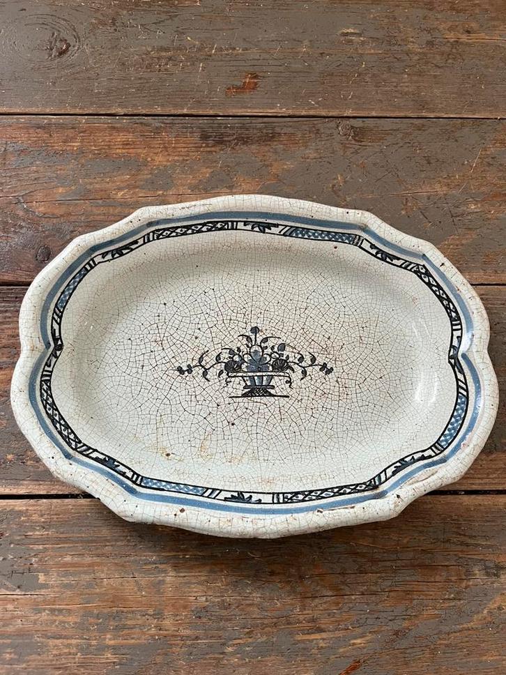 ANTIEKE SCHAAL WIT BLAUW FRANKRIJK ZEER OUD, Antiek en Kunst, Antiek | Schalen, Ophalen of Verzenden