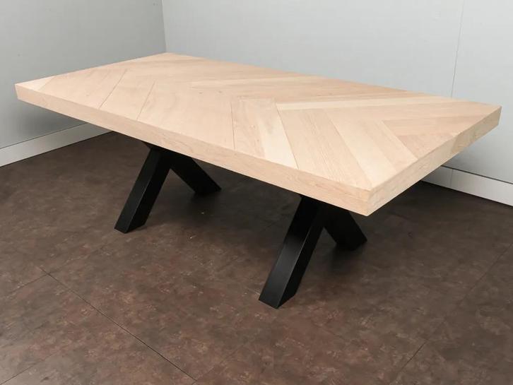 Gloednieuwe Eiken Eettafel met Visgraat Blad – 180 x 98 cm, Huis en Inrichting, Tafels | Eettafels, Nieuw, 50 tot 100 cm, 150 tot 200 cm