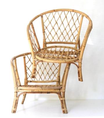 2 vintage Bamboe stoelen - Seventies Boho chairs beschikbaar voor biedingen