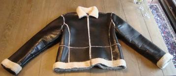 gilet pilote cuir/mouton 38, Enlèvement ou Envoi, Noir