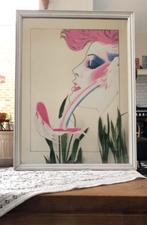 vintage spiegel jaren 80 print make-up girl, Huis en Inrichting, Woonaccessoires | Spiegels, Minder dan 50 cm, Gebruikt, Ophalen of Verzenden