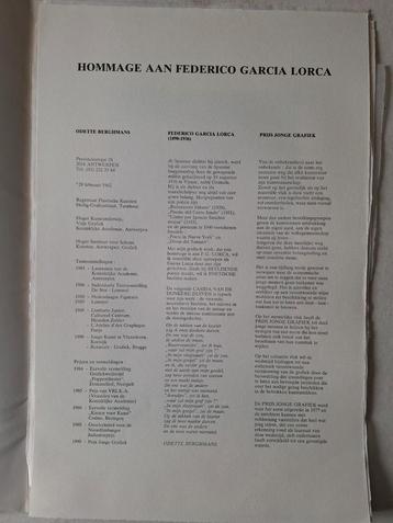 5 etsen Odette Berghmans Hommage aan Frederico Garcia Lorca  beschikbaar voor biedingen