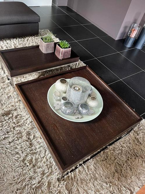 Sallontafels, Huis en Inrichting, Tafels | Bijzettafels, Gebruikt, Rechthoekig, Minder dan 45 cm, 75 cm of meer, Hout, Ophalen