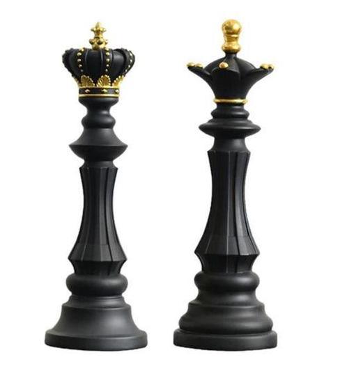 Decoratie - Standbeeld van schaakpionnen KING - QUEEN.NINE, Huis en Inrichting, Woonaccessoires | Wanddecoraties, Nieuw