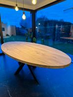Table en chêne massif de forme ovale, Comme neuf, 100 à 150 cm, Chêne, Ovale