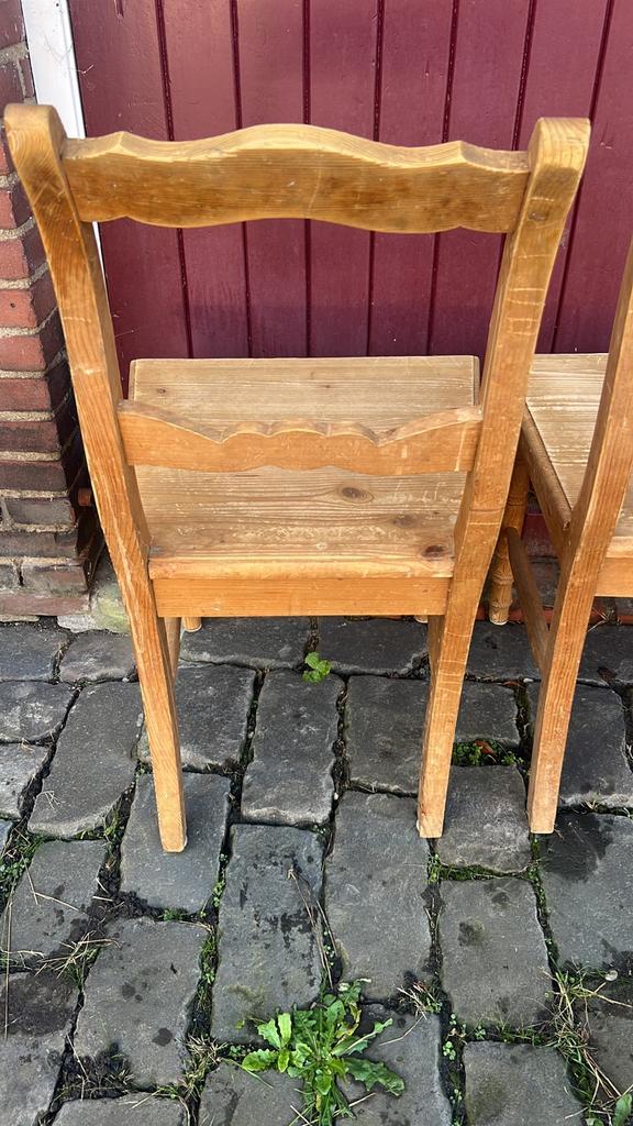 6 houten stoelen met grenen tafel, Huis en Inrichting, Stoelen, Gebruikt, Vijf, Zes of meer stoelen, Hout, Overige kleuren, Ophalen