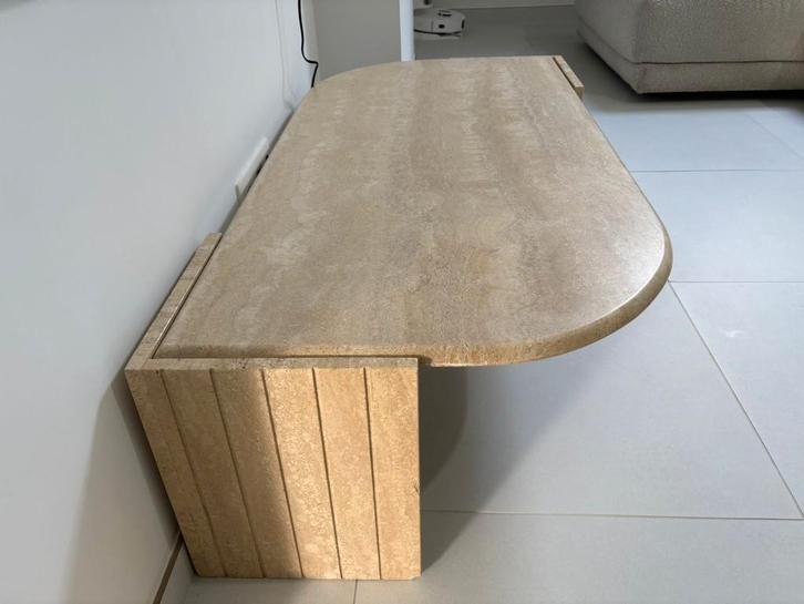 salontafel in travertijn, Huis en Inrichting, Tafels | Salontafels, Nieuw, 75 cm of meer, 100 tot 150 cm, 150 tot 200 cm, Ophalen