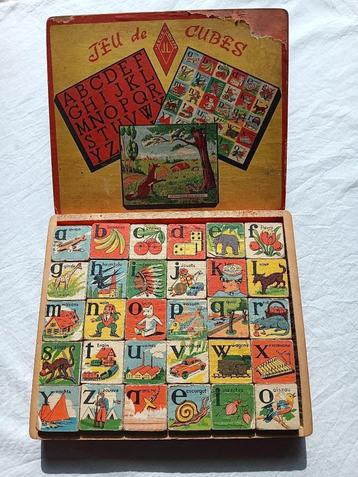Vintage Franse lithografische blokpuzzel, ca. 1950 beschikbaar voor biedingen