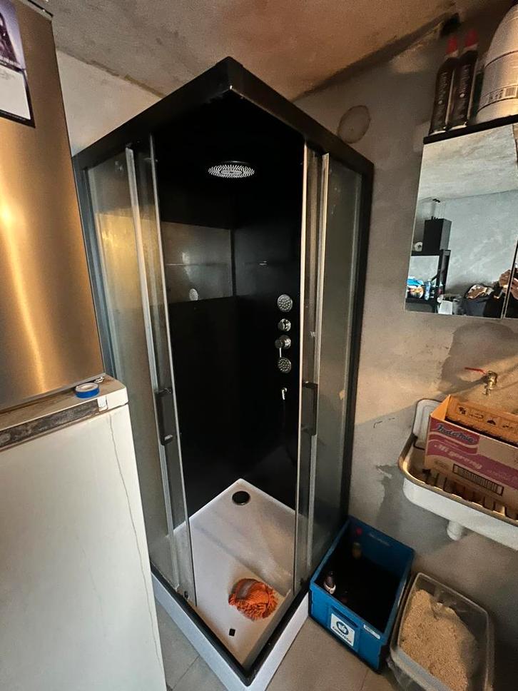 Douchecabine zwart vierkant gamma 90x90x215, Huis en Inrichting, Badkamer | Complete badkamers, Gebruikt, Met douche, Ophalen