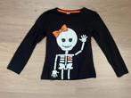 T-shirt zwart wit oranje skelet halloween maat 122/128, Ophalen, Gebruikt, 122 t/m 128, Jongen of Meisje