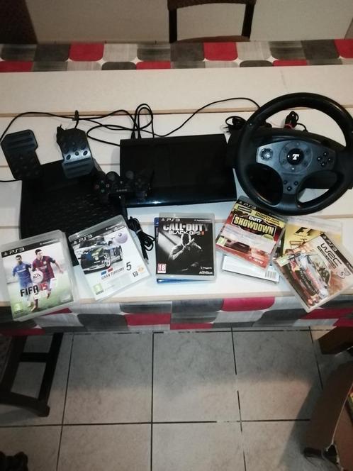 PS3 stuur, pedalen en PS3 console + HEN, Games en Spelcomputers, Spelcomputers | Sony PlayStation 3, Zo goed als nieuw, Slim, 500 GB