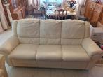 Witte leren lounge (bank, fauteuil, relax), Huis en Inrichting, Ophalen, Gebruikt, Leer