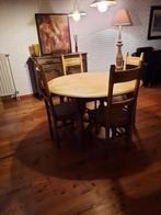 EIKEN HOUTEN OVALEN TAFEL EN STOELEN TE KOOP!, Antiek en Kunst, Ophalen