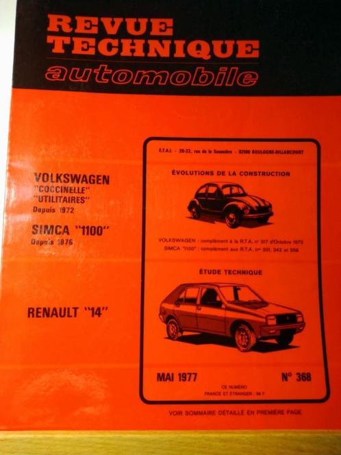 RTA - Renault 14 - VW Coccinelle - Utilitaires - n 368, Autos : Divers, Modes d'emploi & Notices d'utilisation, Enlèvement ou Envoi