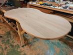 Tafelblad (salon) massieve eik. Organische vorm & afgerond 2, Huis en Inrichting, Tafels | Statafels, Ophalen of Verzenden, Zo goed als nieuw