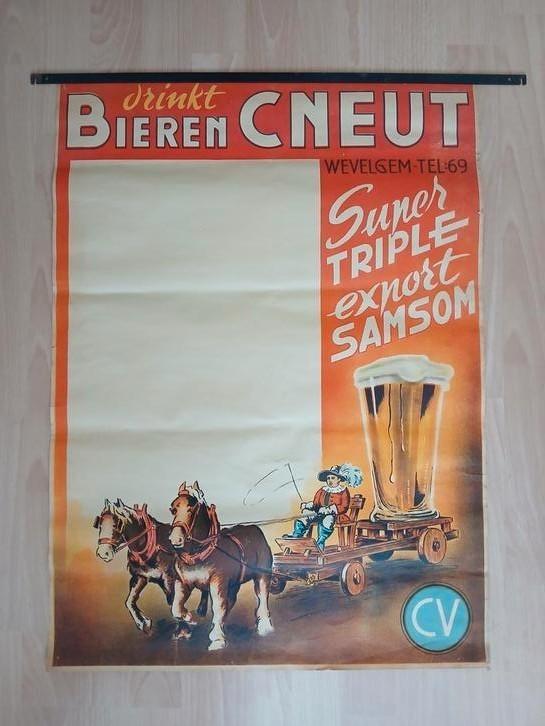 Mooi oud affiche brouwerij Cneut uit Welelgem super tripele, Verzamelen, Biermerken, Gebruikt, Overige typen, Overige merken, Ophalen of Verzenden