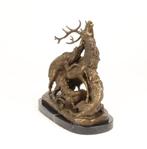 Prachtig Grote Bronzen Beeld van de Hertenjacht, Antiek en Kunst, Verzenden, Brons