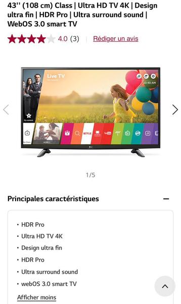 LG Ultra HD Smart Tv - 43inch(108cm) - 43UH603V
