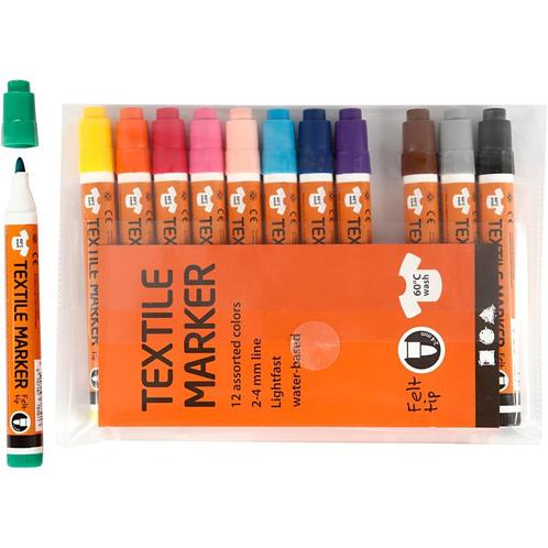 Permanente Textielstiften set - 12 stuks, Hobby en Vrije tijd, Knutselen, Nieuw, Knutselwerk, Verzenden