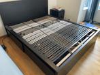 Lit complet IKEA Malmet pour matelas 160x200, 160 cm, Deux personnes, Noir, Bois