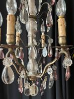 Franse luster oude, amethist kristallen, prachtig stuk, Ophalen of Verzenden