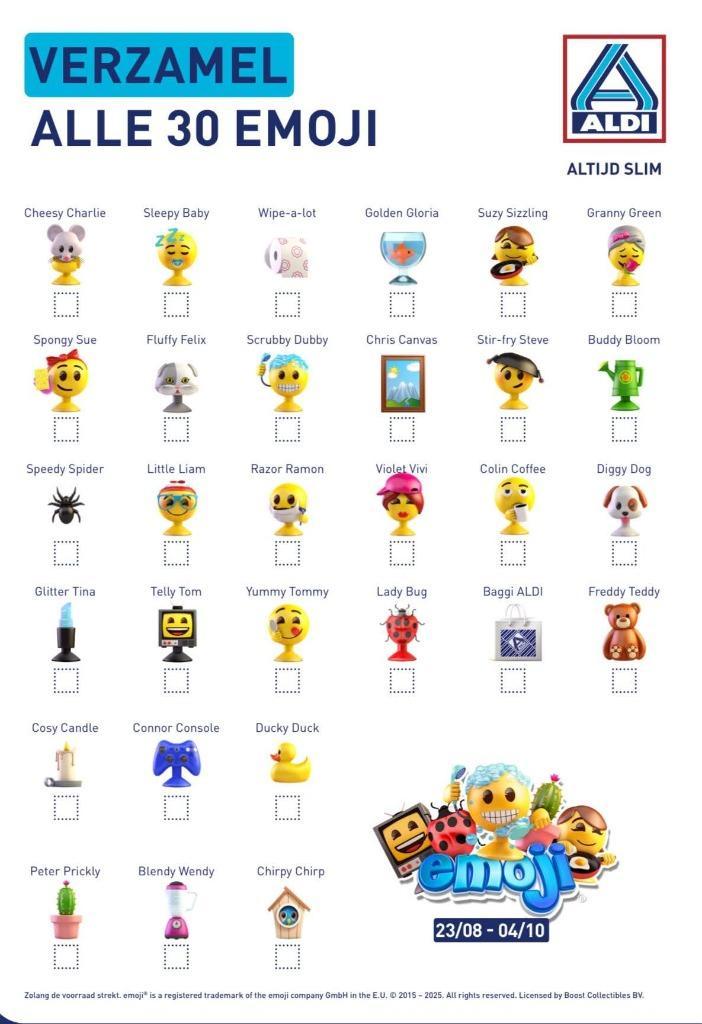 Emoji Aldi 2025, Verzamelen, Supermarktacties, Aldi, Ophalen of Verzenden