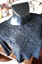 zwart gedetailleerd transparant T-shirt blouse, Taille 42/44 (L), H&M, Enlèvement ou Envoi, Comme neuf