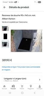 Receveur de douche noir 90 x 140 cm – Neuf, Enlèvement