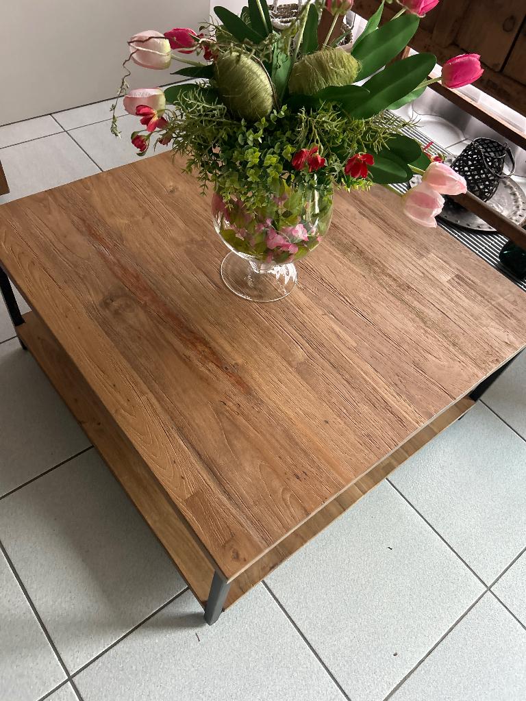 Salontafel hout metaal, Moins de 50 cm, Enlèvement, 50 à 100 cm, Pin